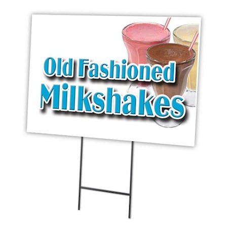 Signmission Old Fashioned Milkshaks Yard & Stake outdoor plastic coroplast window, 1216-Old Fashioned Milkshaks C-1216-DS-Old Fashioned Milkshaks